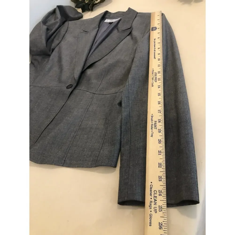 Tahari Arthur S Levine Women Jacket One Button Front Office Siren Preppy‎ Sz 16
